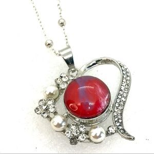 Snap heart pearls rhinestones handmade 20mmSnap SN20